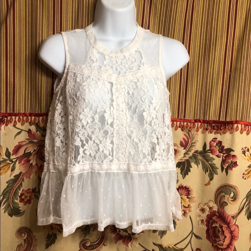 (ποΈ2 for 8.00)No yeah Girl White Lace Top - Picture 1 of 8